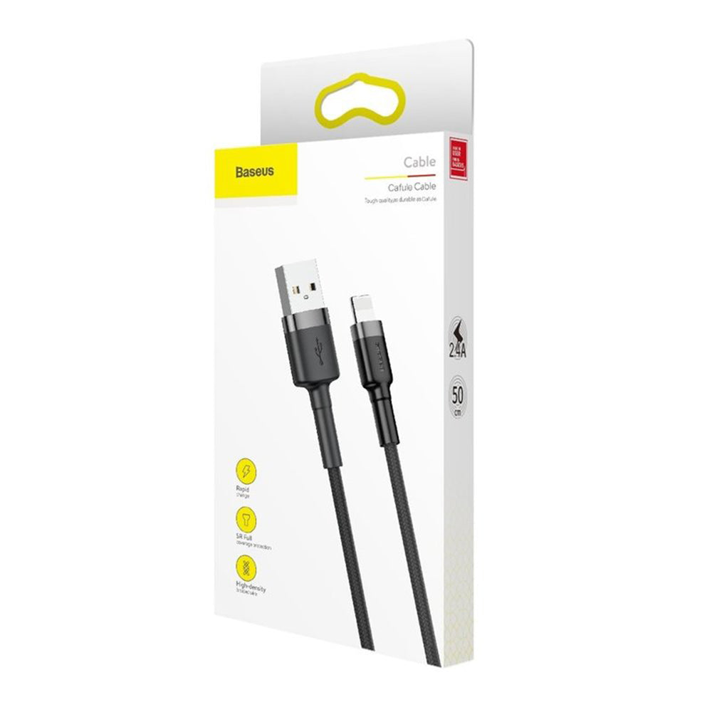 Baseus - Data Cable Cafule (CALKLF-AG1) - USB to Lightning, 2.4A, 480Mbps, 50cm - Grey