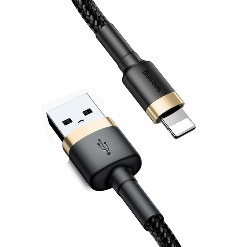 Baseus - Data Cable Cafule (CALKLF-RV1) - USB to Lightning, 2A, 3m - Black / Gold