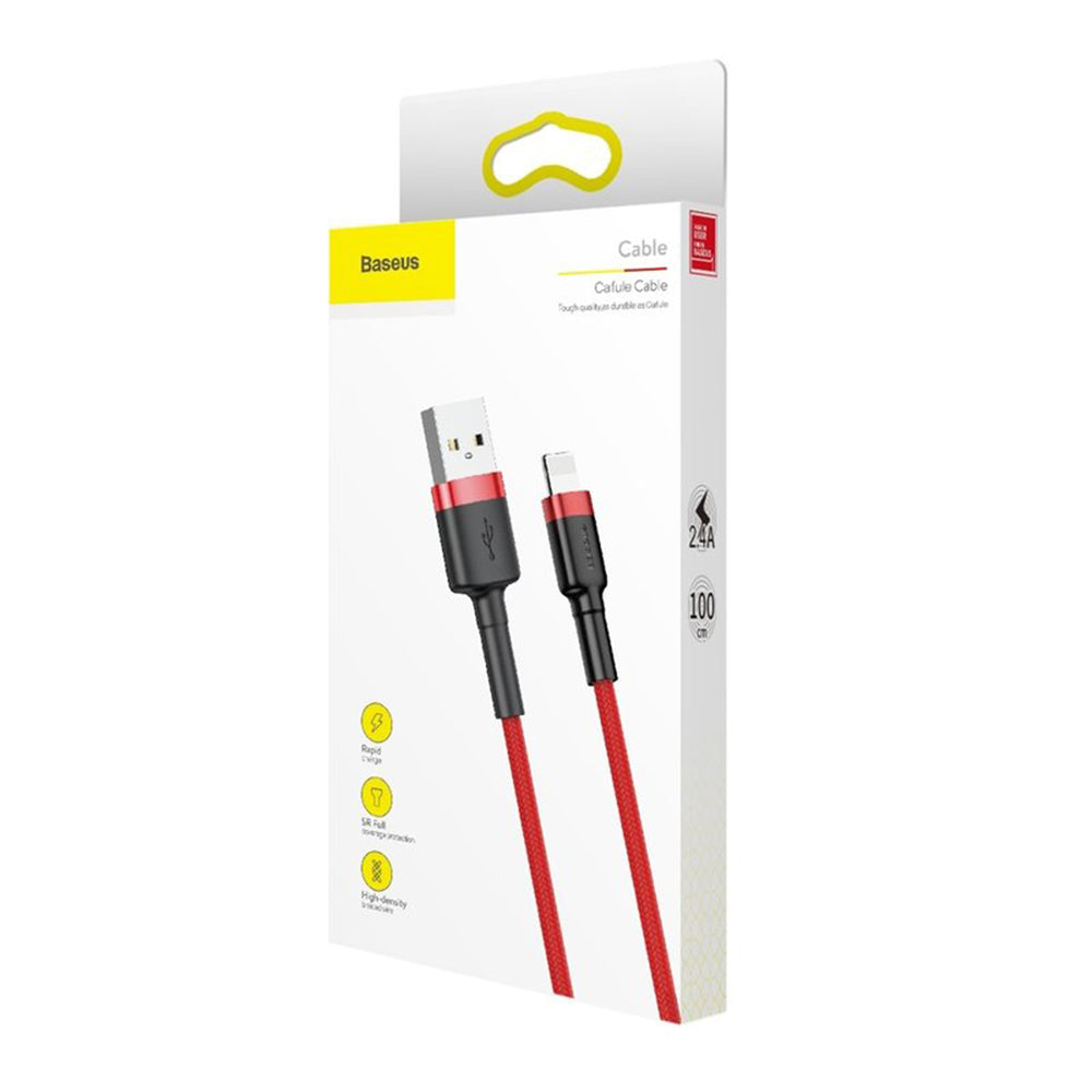 Baseus - Data Cable Cafule (CALKLF-B09) - USB to Lightning, 2.4A, 480Mbps, 1m - Red
