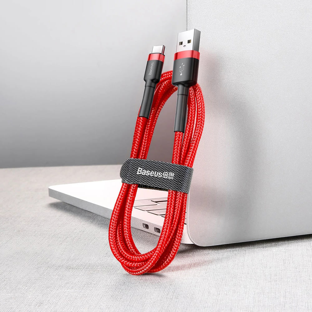 Baseus - Data Cable Cafule (CATKLF-B09) - USB to Type-C, Fast Charge, QC3.0, 3A, 1m - Red