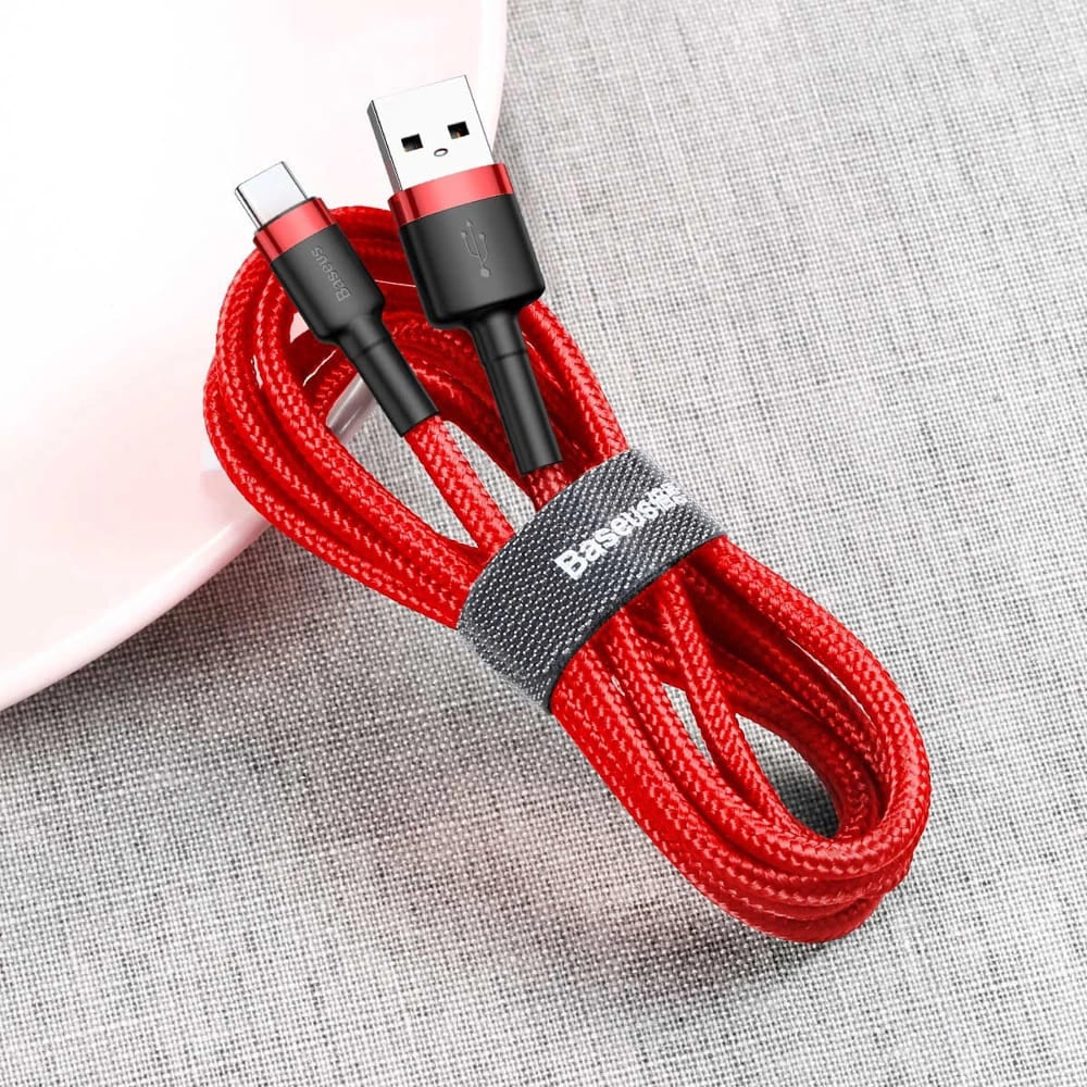 Baseus - Data Cable Cafule (CATKLF-B09) - USB to Type-C, Fast Charge, QC3.0, 3A, 1m - Red