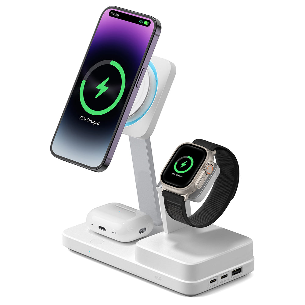 ESR - Premium 6in1 Wireless Charging Station HaloLock CryoBoost (6E007) - iPhone MagSafe, AirPods, Apple Watch, 100W - White
