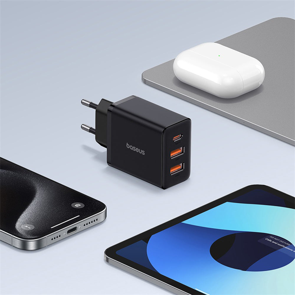 Baseus - Wall Charger (P10111402113-00) - GaN, 2x USB, Type-C, Fast Charging, 30W - Cluster Black