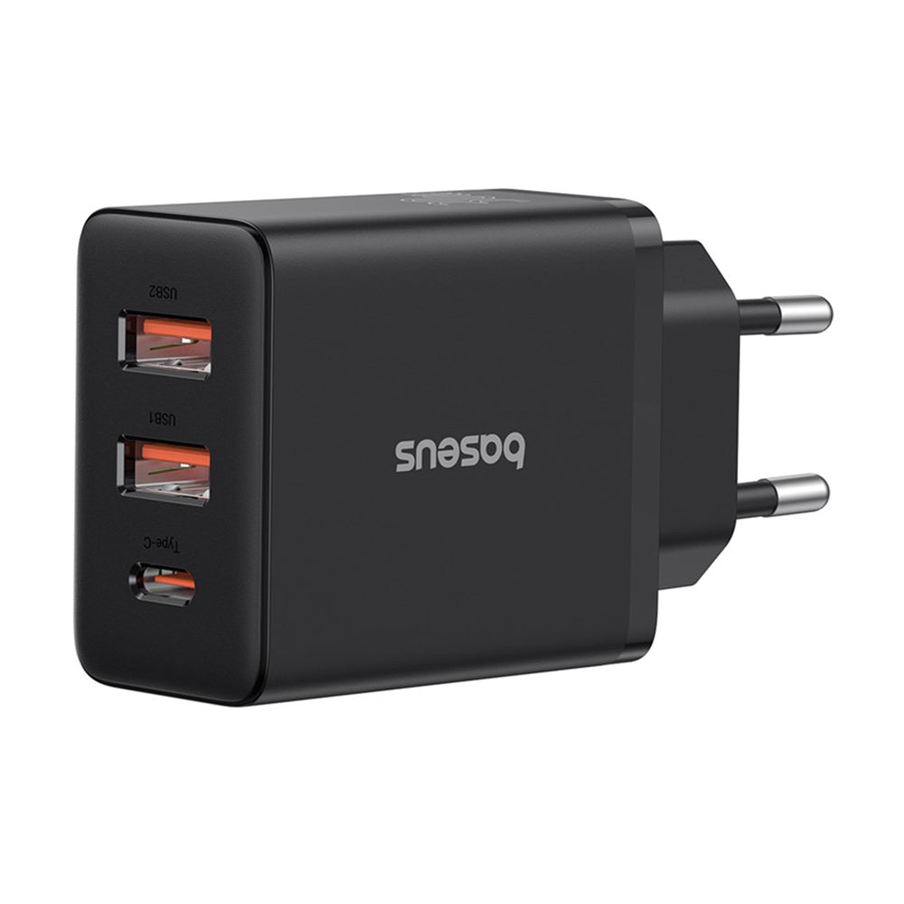 Baseus - Wall Charger (P10111402113-00) - GaN, 2x USB, Type-C, Fast Charging, 30W - Cluster Black