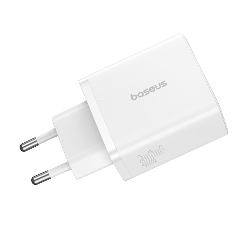 Baseus - Wall Charger (P10111402213-00) - GaN, 2x USB, Type-C, Fast Charging, 30W - White