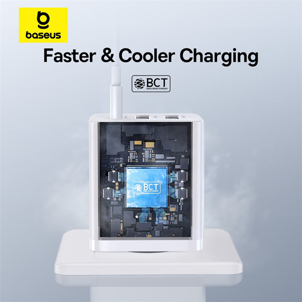 Baseus - Wall Charger (P10111402213-00) - GaN, 2x USB, Type-C, Fast Charging, 30W - White