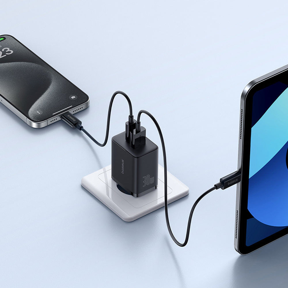 Baseus - Wall Charger (P10111404113-00) - USB, Type-C, Fast Charge 30W - Cluster Black