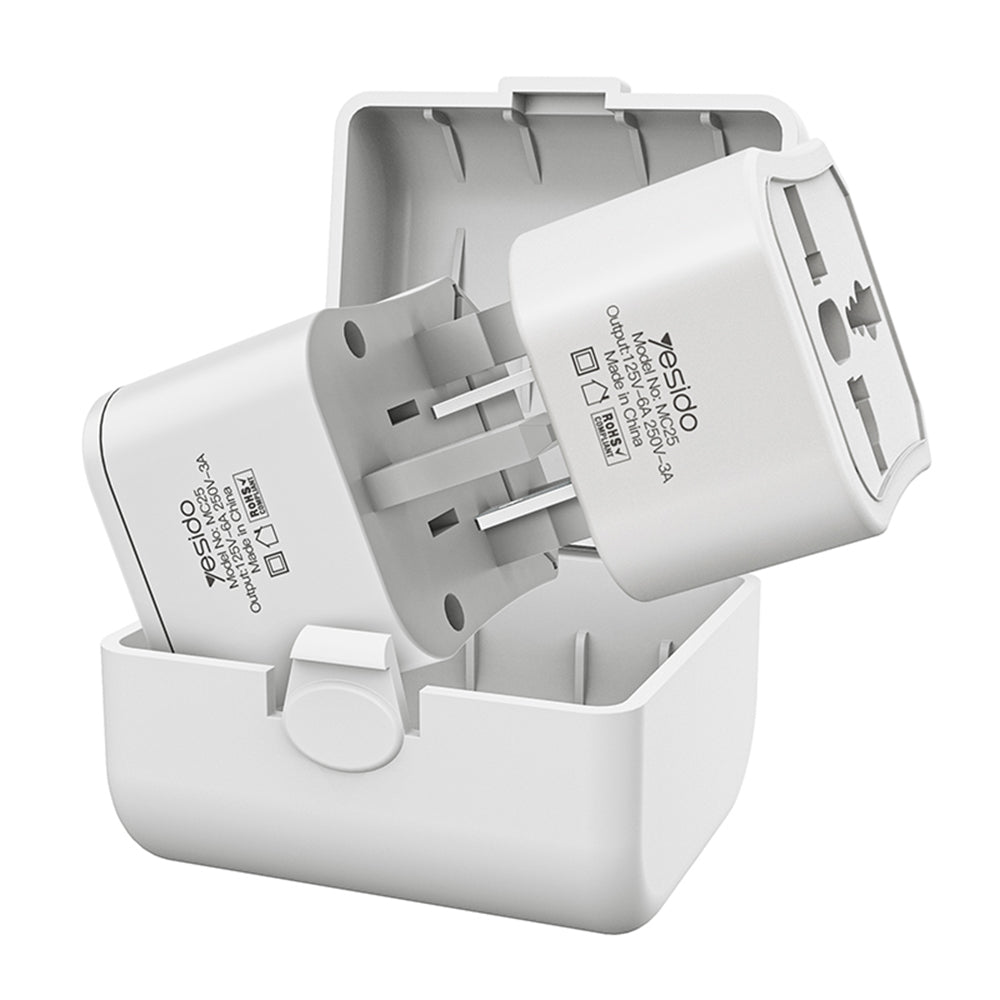 Yesido - Travel Adapter Plug (MC25) - Universal, AC for CN/US/EU/UK, 750W - White