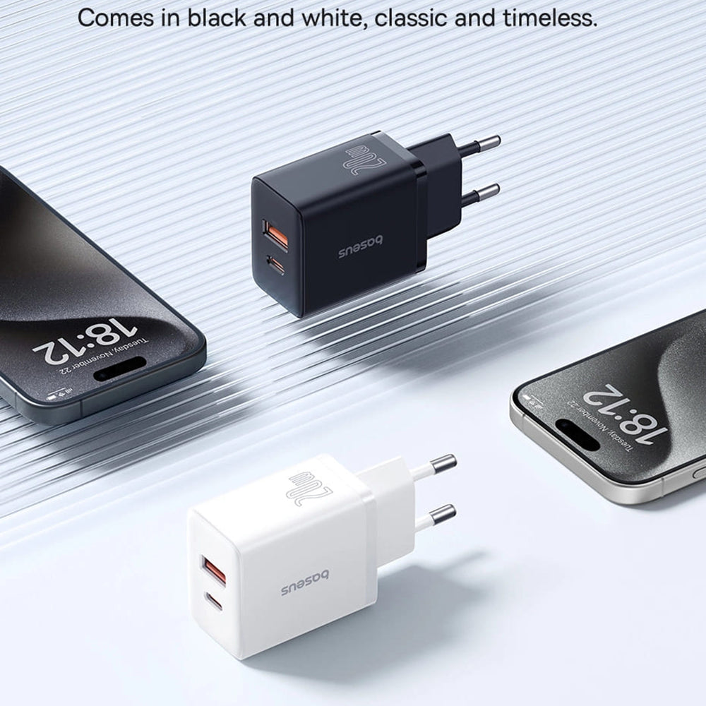 Baseus - Wall Charger (P10111403113-00) - USB, Type-C, Fast Charge 20W - Cluster Black