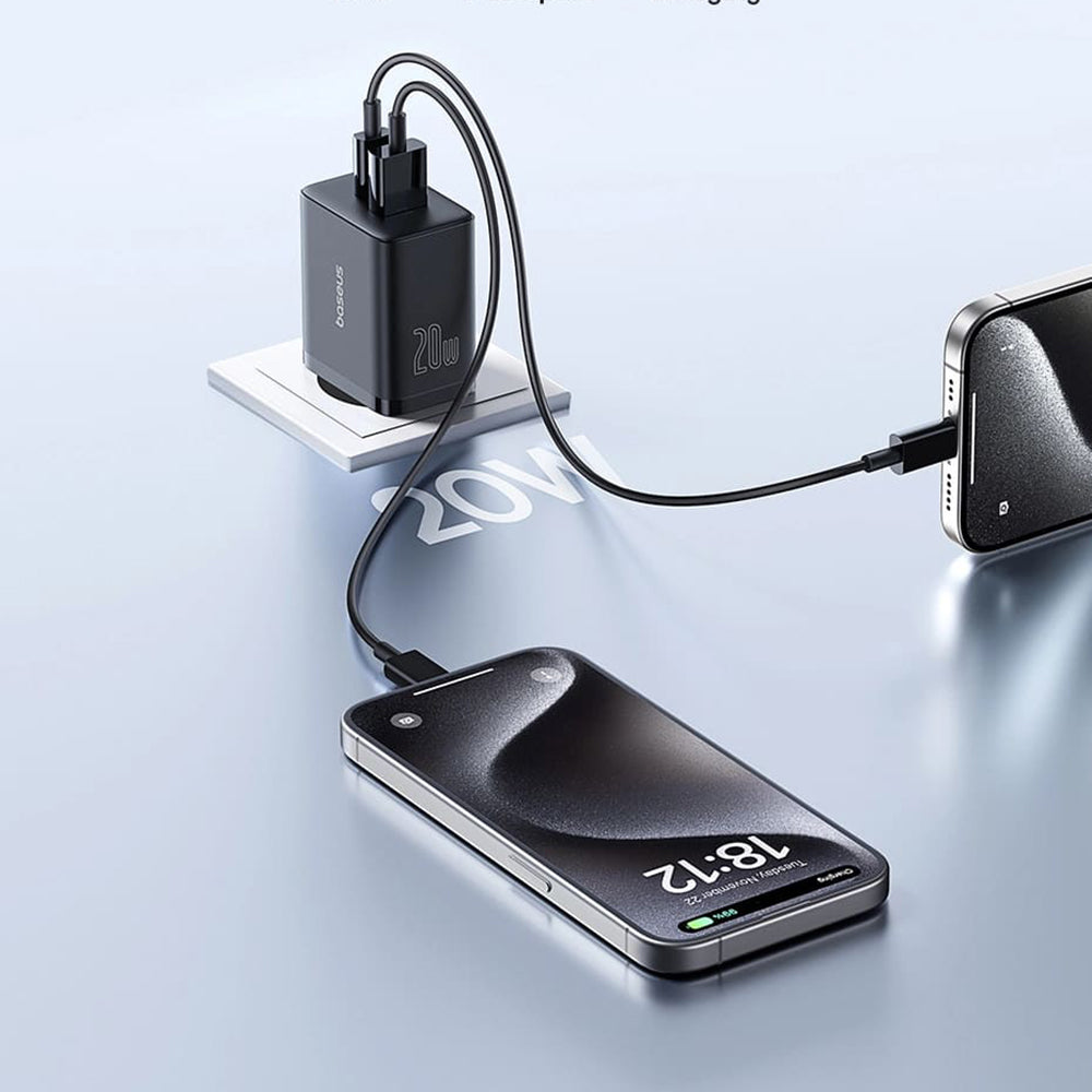 Baseus - Wall Charger (P10111403113-00) - USB, Type-C, Fast Charge 20W - Cluster Black