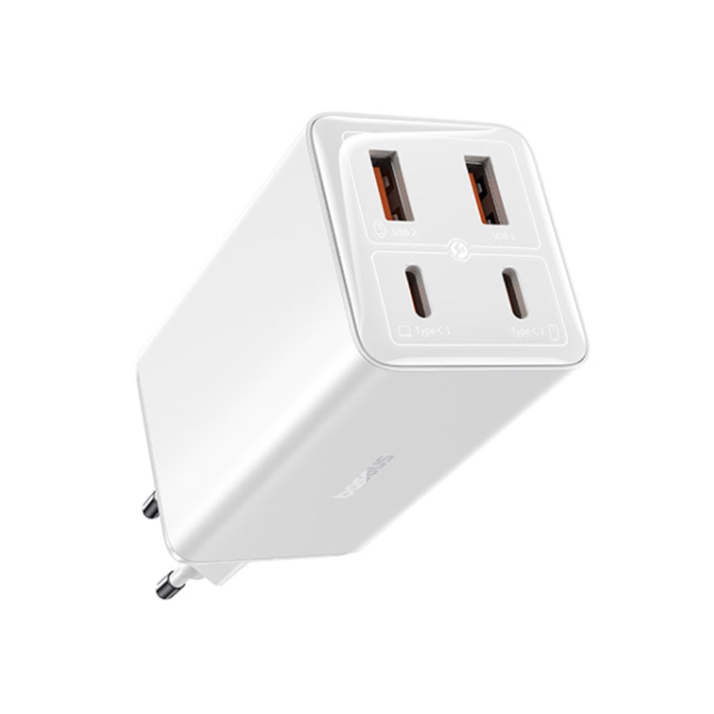 Baseus - Wall Charger GaN6 Pro (P10162705212-00) - Type-C Cable Included, 2x USB, 2x Type-C, 100W, 100W, 20V, 5A, 1m - White