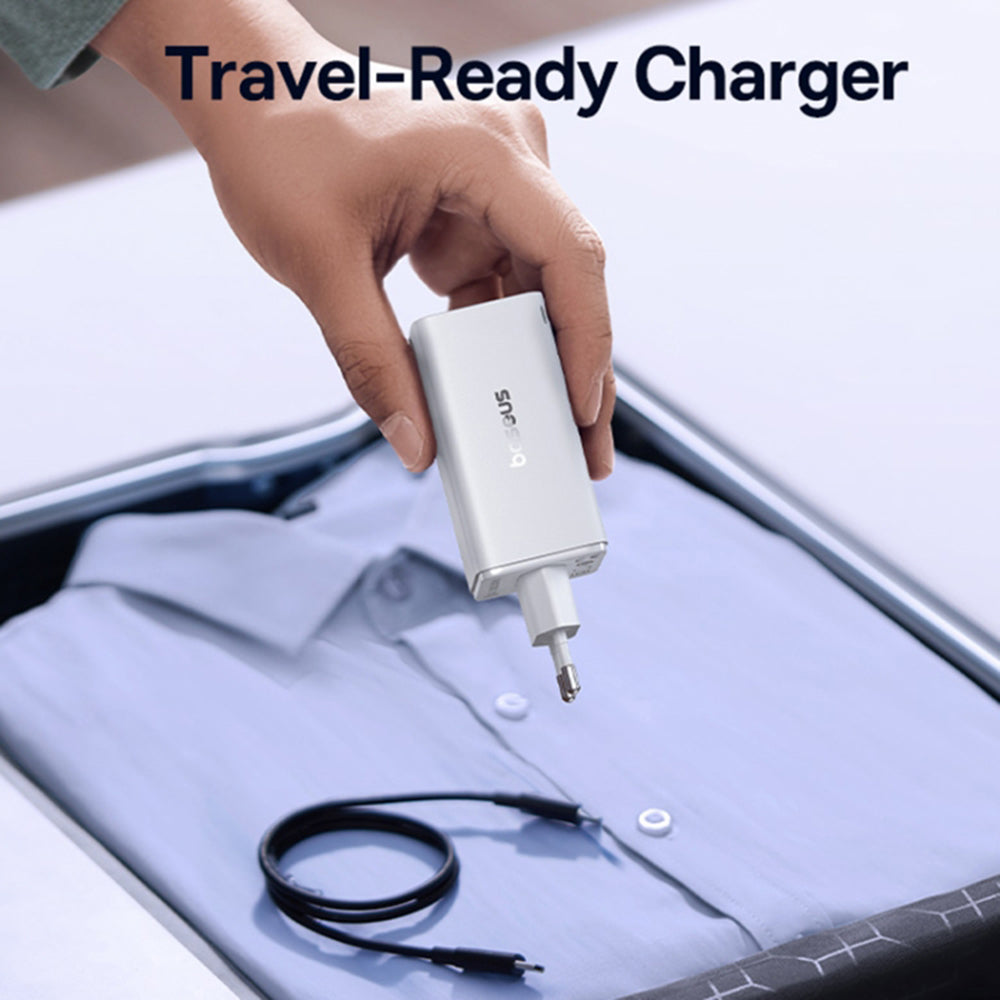Baseus - Wall Charger GaN6 Pro (P10162705212-00) - Type-C Cable Included, 2x USB, 2x Type-C, 100W, 100W, 20V, 5A, 1m - White