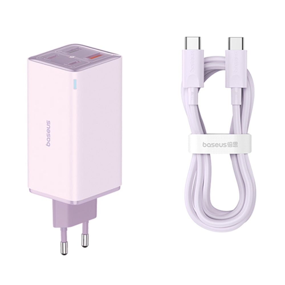 Baseus - Wall Charger GaN6 Pro (P10162705532-00) - Type-C Cable Included, 2x USB, 2x Type-C, 100W, 100W, 20V, 5A, 1m - Purple