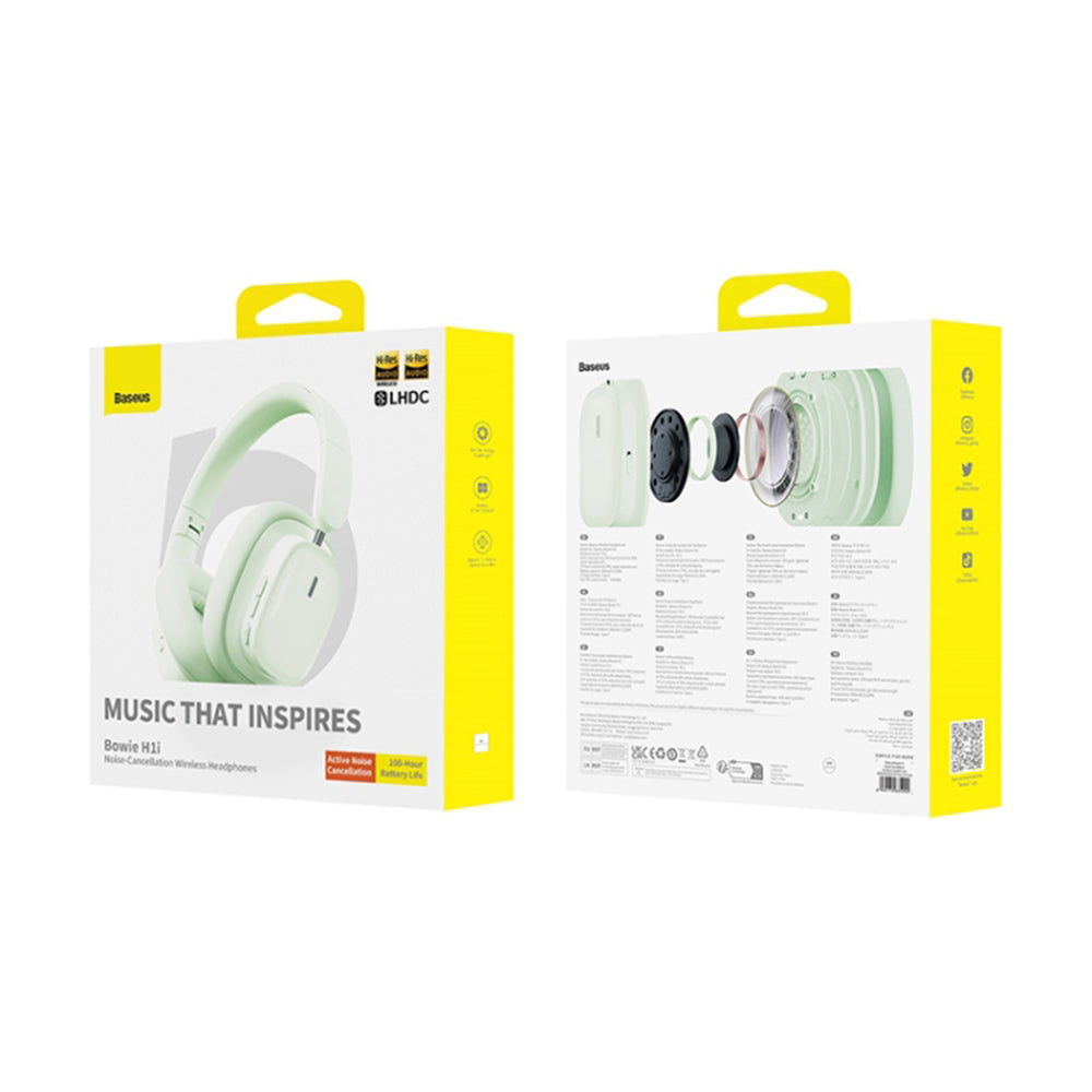 Baseus - Wireless Headphones Bowie H1i (A00050402633-00) - Noise-Cancellation, Bluetooth 5.3 - Natural Green
