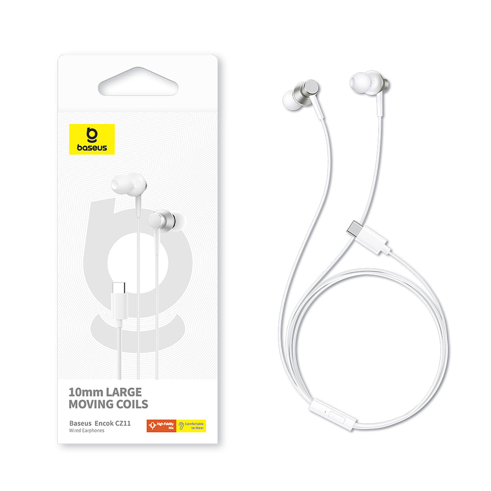 Baseus - Wired Earphones Encok CZ11 (A00164300213-Z1) - Type-C, In-Ear - Moon White