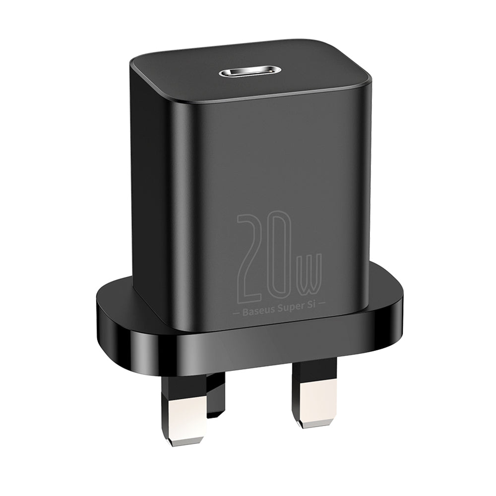 Baseus - Wall Charger Super Si (CCSUP-K01) - UK Plug, Type-C, Quick Charge 20W - Black