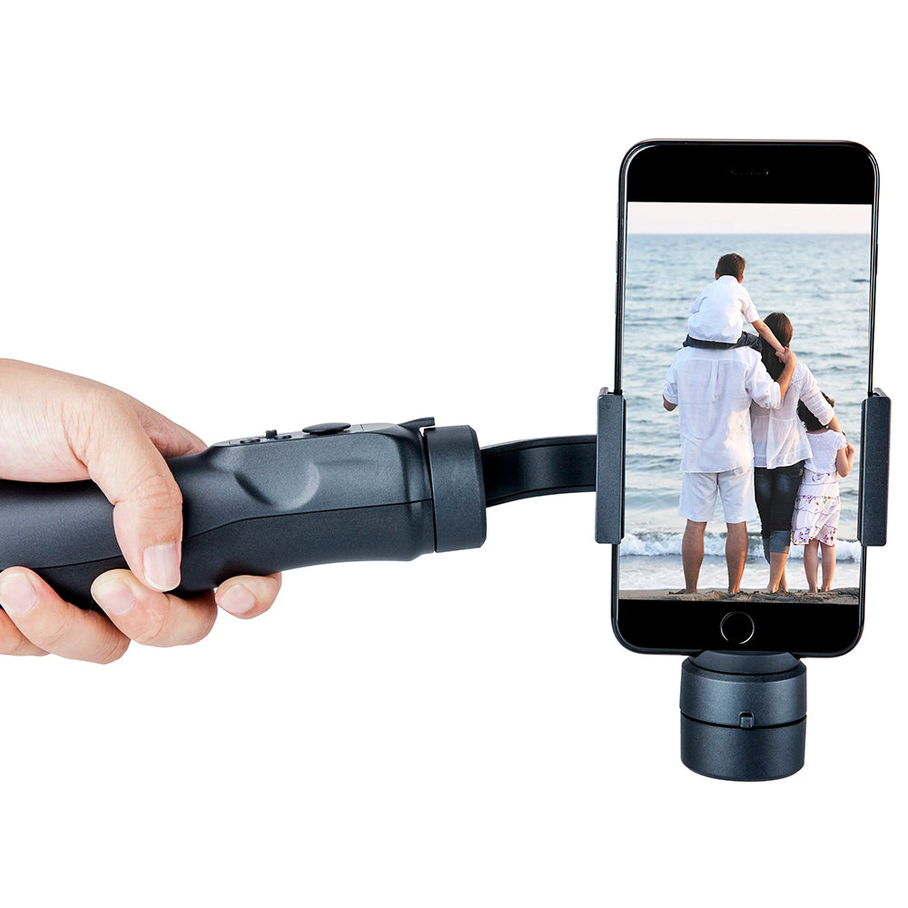 Techsuit - Phone Gimbal (H4) - with 3 Axis Handheld, Joystick, Micro-USB, 6.1inch Max, Aluminum Alloy, 2200mAh - Black