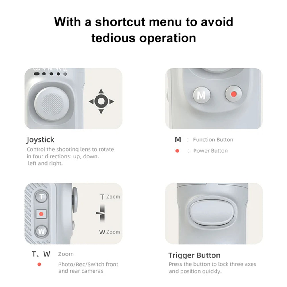 Techsuit - Phone Gimbal (SK062) - 3 Axis, Intelligent Tracking, Automatic Calibration, Joystick, Foldable, 2500mAh - Gray