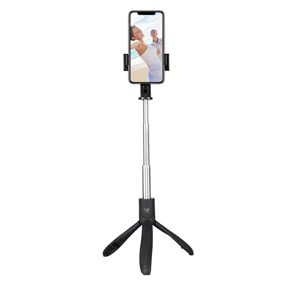 Techsuit - Selfie Stick (K06) - Stable Tripod with Bluetooth Remote Control, Foldable, 360 Rotation, 70cm - Black