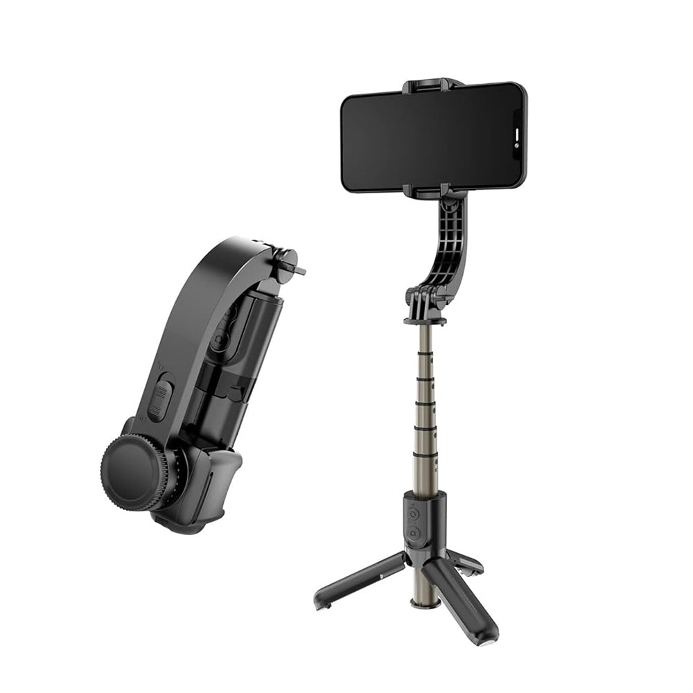 Techsuit - Mini Selfie Stick (L08Mini) - Stable Gimbal/Tripod with Removable Wireless Remote, 360 Rotation Head, 70cm - Black