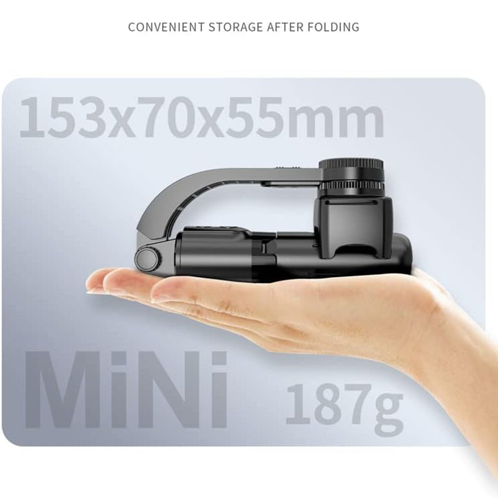 Techsuit - Mini Selfie Stick (L08Mini) - Stable Gimbal/Tripod with Removable Wireless Remote, 360 Rotation Head, 70cm - Black