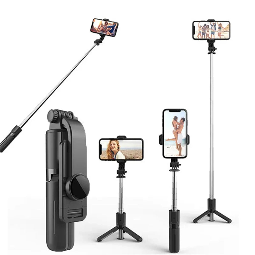 Techsuit - Mini Selfie Stick (L11) - Stable Tripod with Bluetooth Self Timer, 360 Rotation, 73cm - Black
