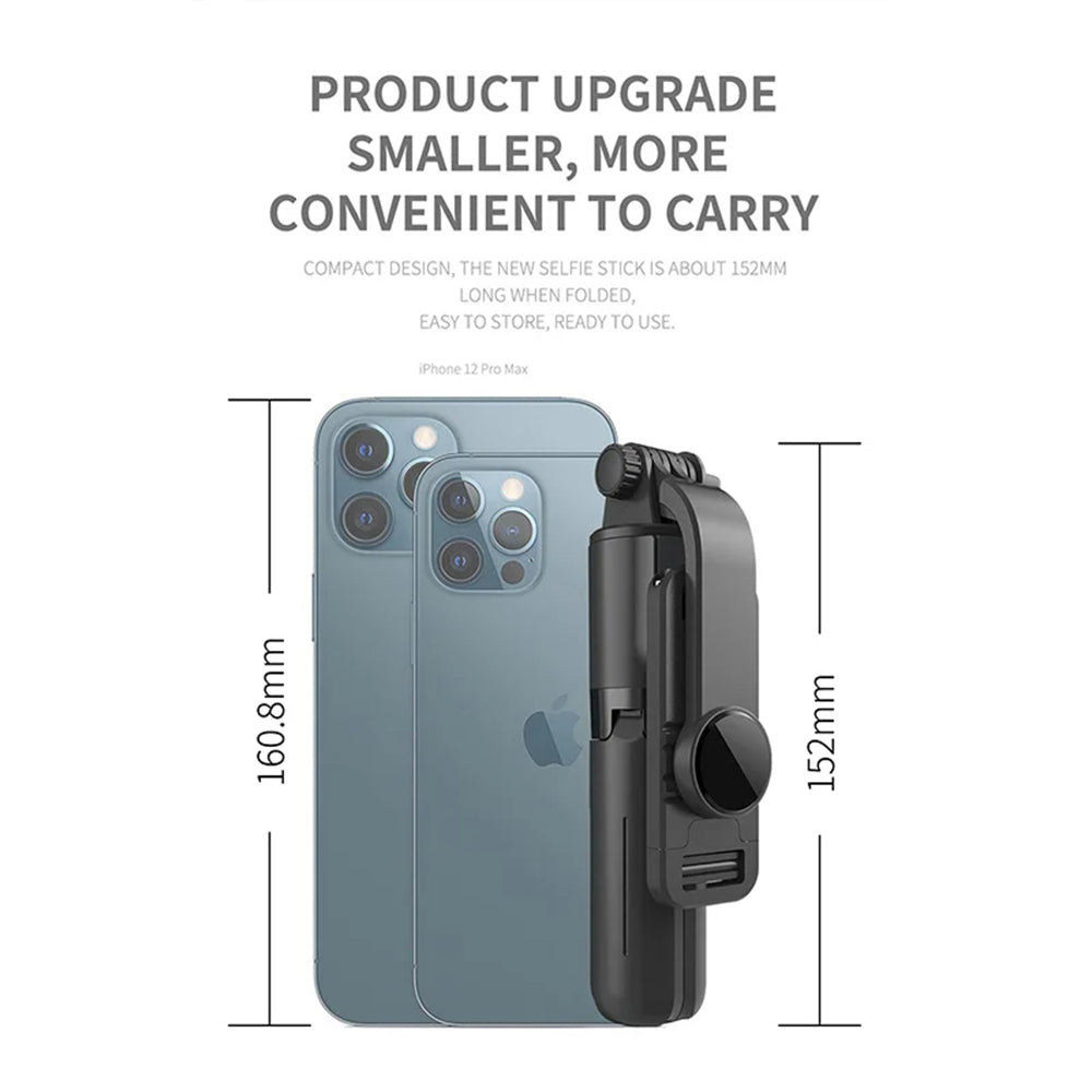 Techsuit - Mini Selfie Stick (L10) - Stable Tripod with Bluetooth Remote Control, 360 Rotation, Aluminium Alloy, 68cm - Black