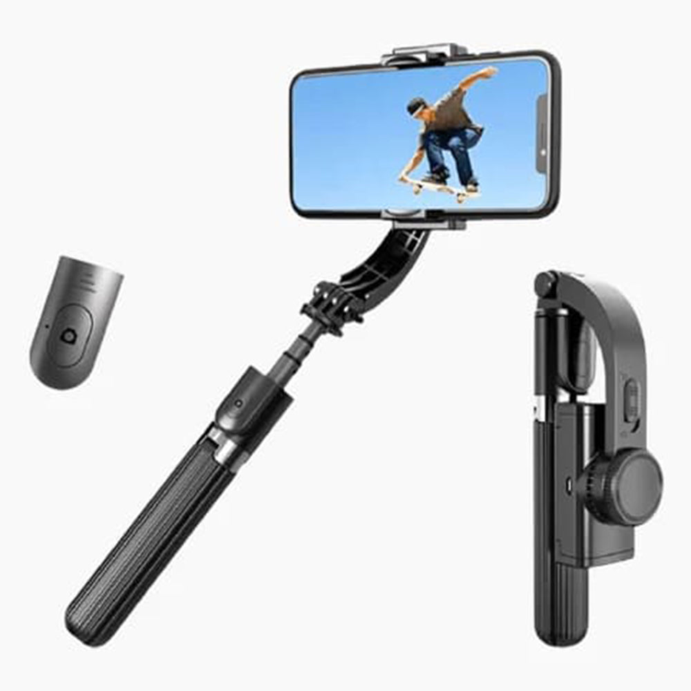 Techsuit - Selfie Stick (L08) - Stable Gimbal/Tripod with Bluetooth Remote Control, 360 Rotation, 86cm - Black