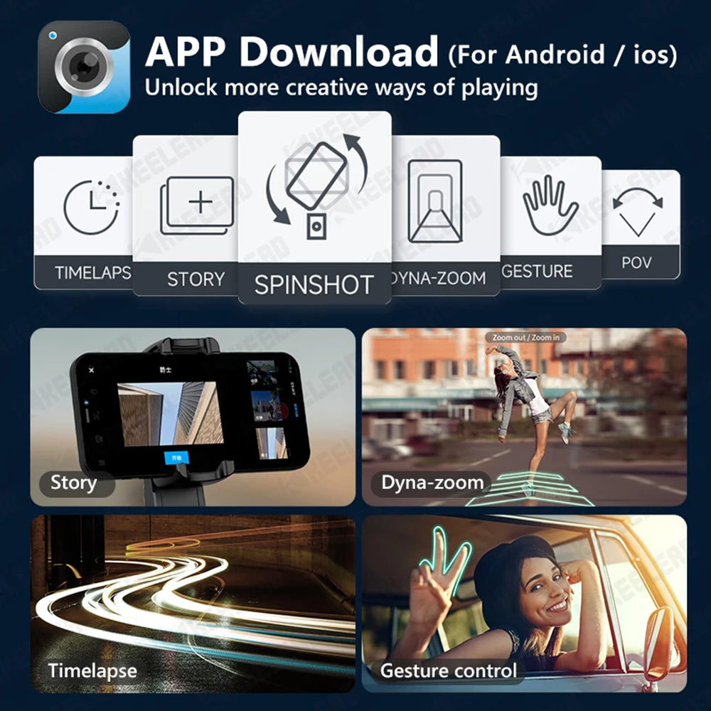 Techsuit - Selfie Stick (L18sMini) - Stable Gimbal/Tripod with Bluetooth Remote Control, Fill Light, 360 Rotation, 70cm - Black