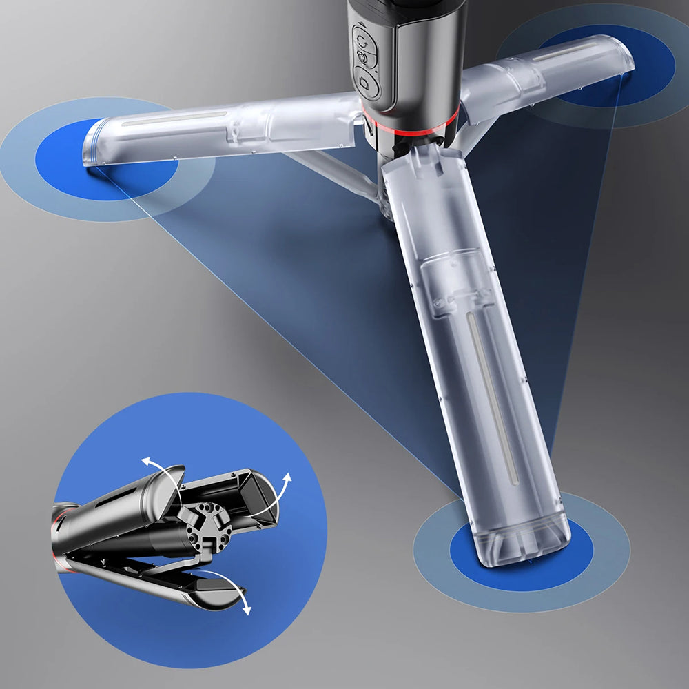 Techsuit - Selfie Stick (L19s) - Stable Gimbal/Tripod with Bluetooth Remote Control, Fill Light, 360 Rotation, 70cm - Black