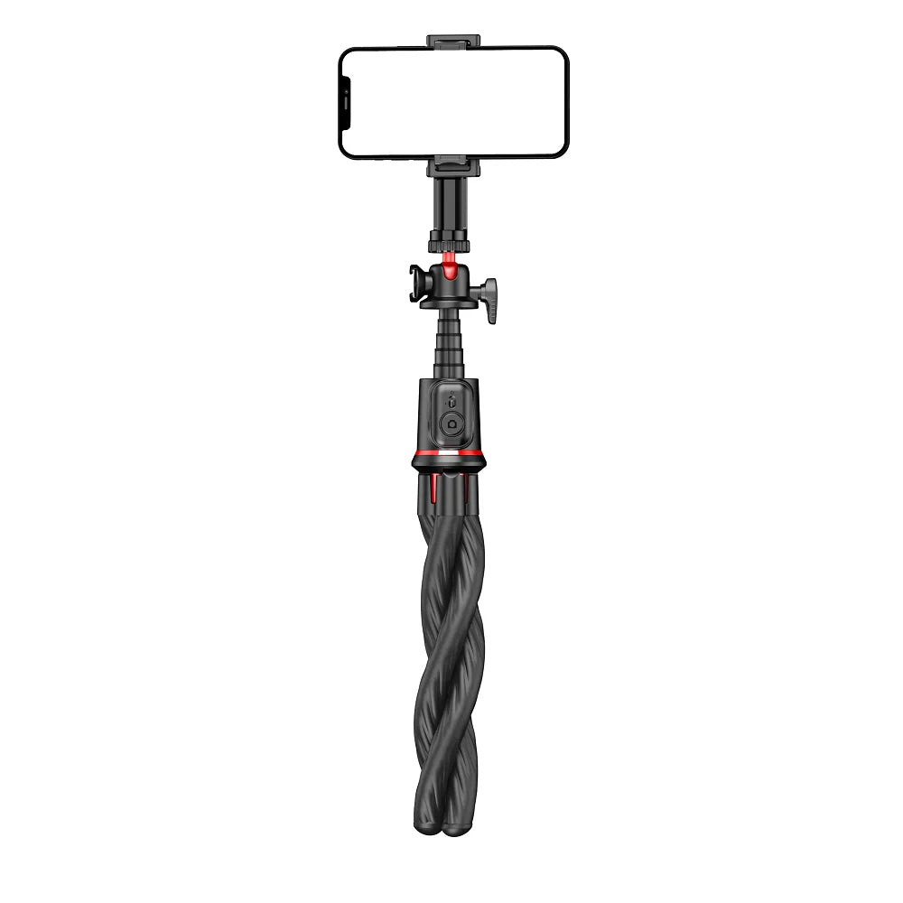 Techsuit - Selfie Stick (C03) - with Flexible Telescopic Pole Tripod, Remote Control, 360 Ball Head, 64cm - Black