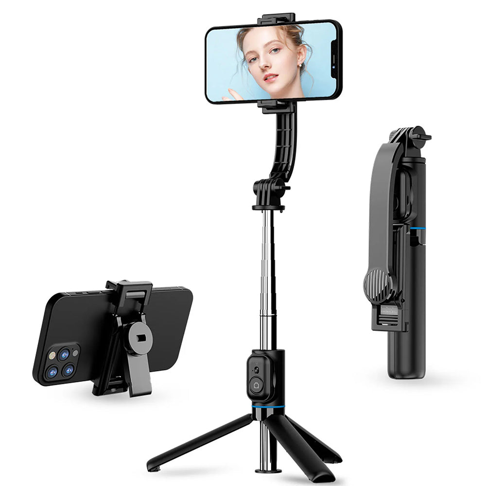 Techsuit - Selfie Stick (C01) - with Foldable Stable Tripod and Bluetooth Remote Control, 106cm - Black
