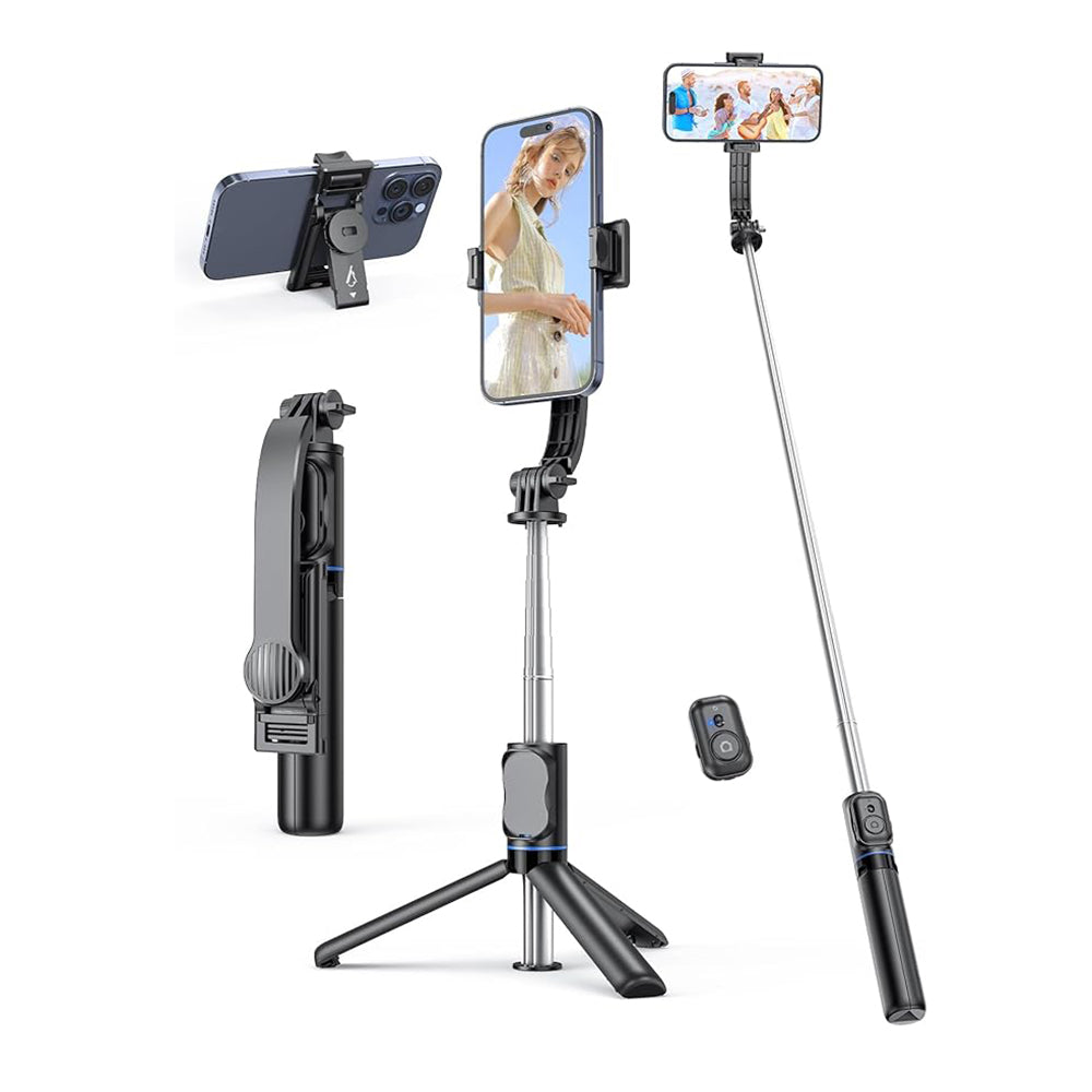 Techsuit - Selfie Stick (C01) - with Foldable Stable Tripod and Bluetooth Remote Control, 106cm - Black
