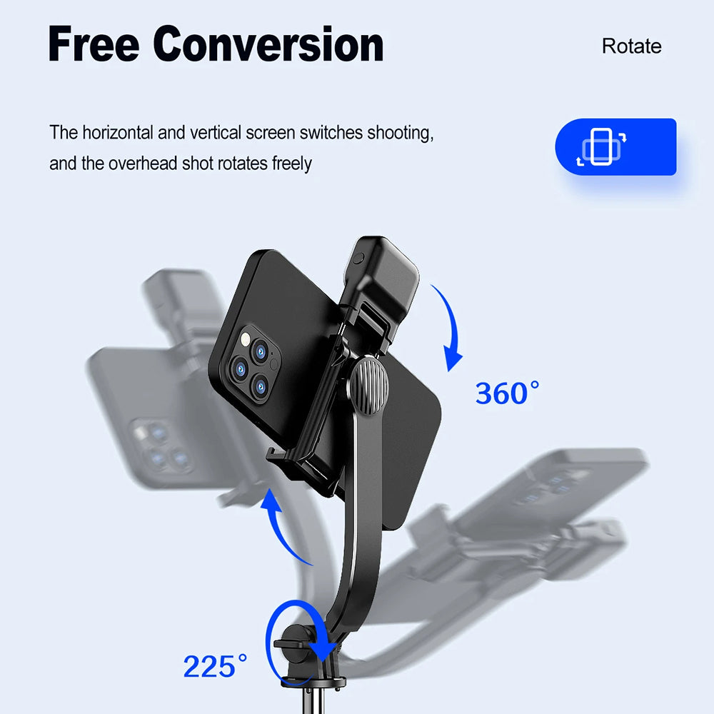 Techsuit - Selfie Stick (C01s) - with Foldable Stable Tripod, Bluetooth Remote Control, Fill Light, 107cm - Black