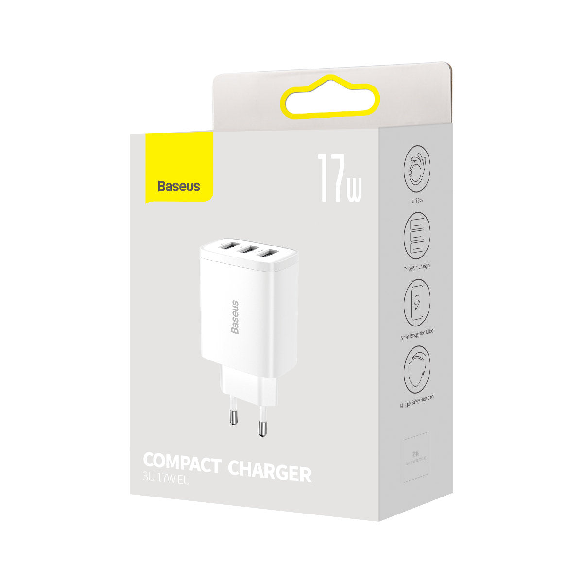 Baseus - Wall Charger Compact (CCXJ020102) - Universal Compatibility, 3 x USB, 17W, 5V - White