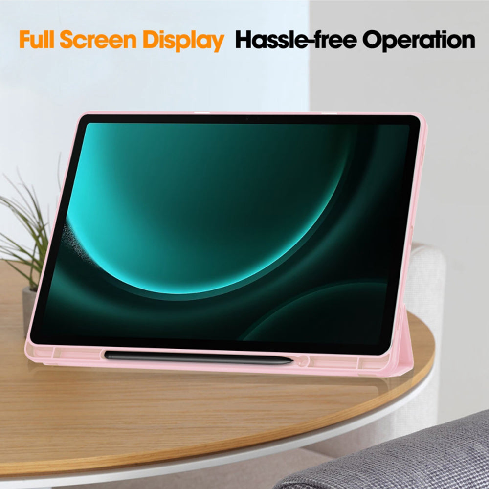 Techsuit - Flex Trifold (with Pencil Holder) - Galaxy Tab S9 Plus / S10 Plus / S9 FE Plus - Pink