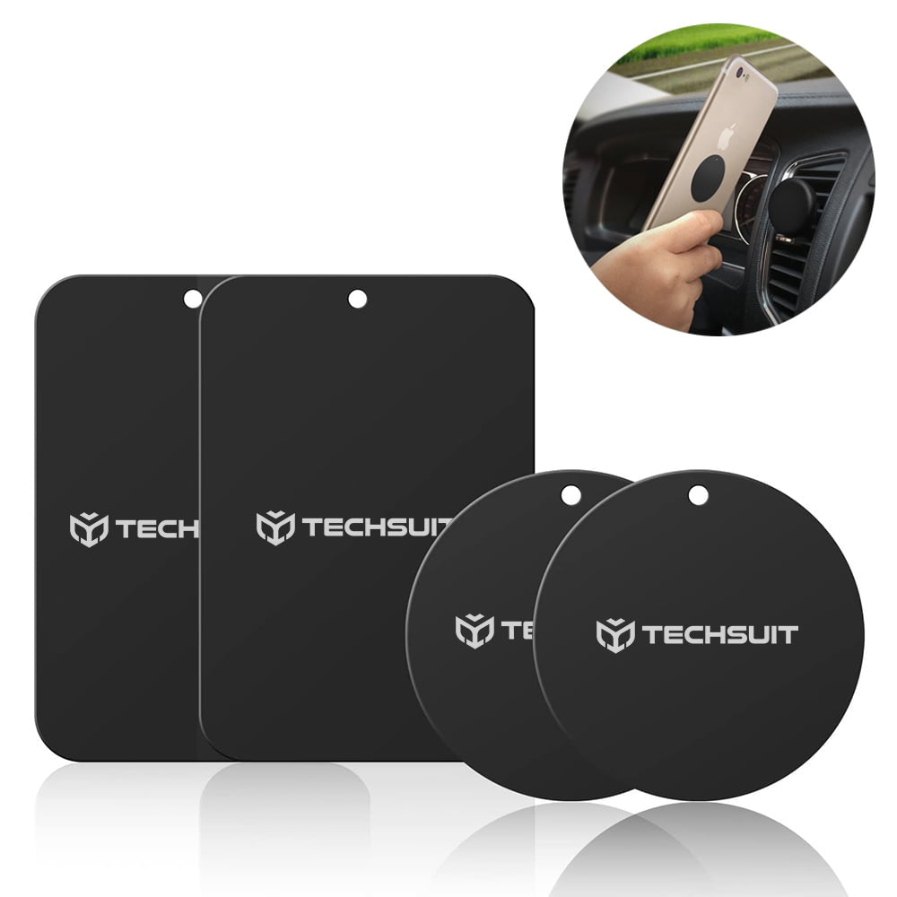 Techsuit - (4 pack) Metal Plate (MP04) - with Matte Cover Paint, Multipurpose Use, with Strong 3M Adhesive - Black