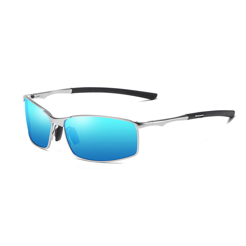 Techsuit - Μόδα > Αξεσουάρ > Γυαλιά Ηλίου Polarized (559) - for Men, with UV Protection and Metal Frame, Rectangular - Silver / Blue Mirror