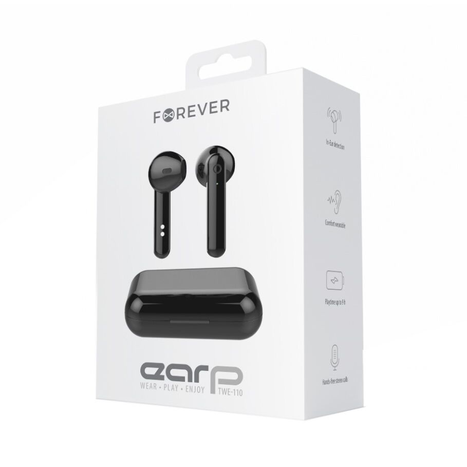 Forever - True Wireless  Earphones - Black -  Ακουστικά με Θήκη Φόρτισης σε μαύρο χρώμα