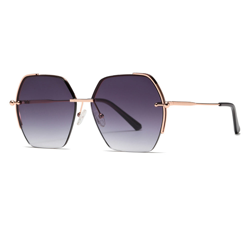 Techsuit - Μόδα > Αξεσουάρ > Γυαλιά Ηλίου (8561) - for Women with Metal Frame and Nylon Lens, Hexagonal - Rose Gold / Gradient Gray