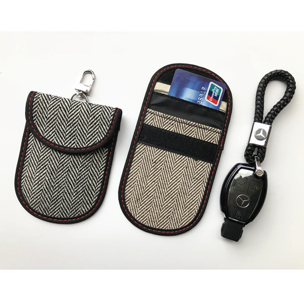 Techsuit - RFID Anti-Theft (AF1) - for Cards & Keys, Waterproof Leather, Metal Hybrid Fibre, EMF Blocker, 12.5x9 - Beige