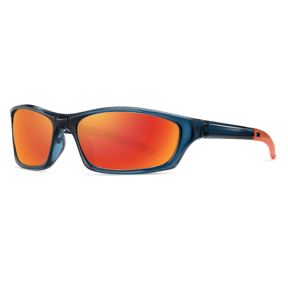 Techsuit - Bike Glasses (24101) - for Cycling and Sport Outdoor Activities, Polarized, Unisex - Black / Orange