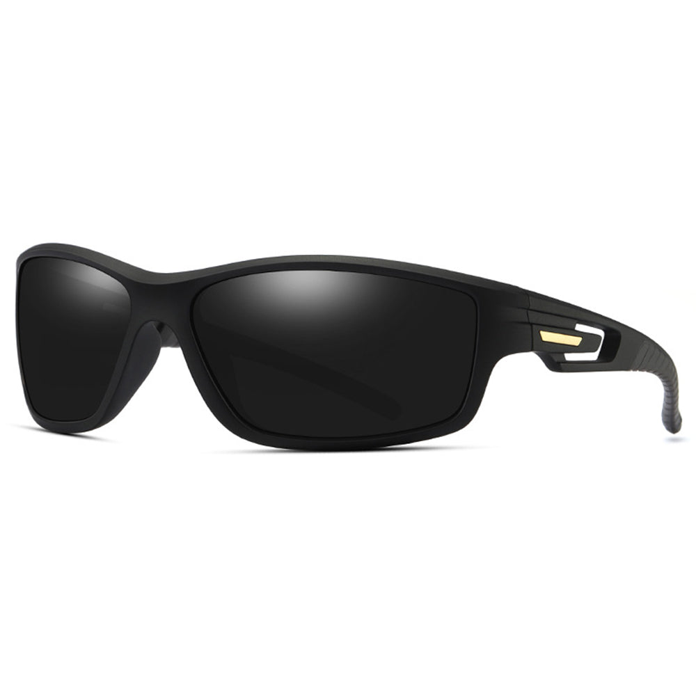 Techsuit - Bike Glasses (201910) - for Cycling and Sport Outdoor Activities, Polarized, Rectangular, Unisex - Black