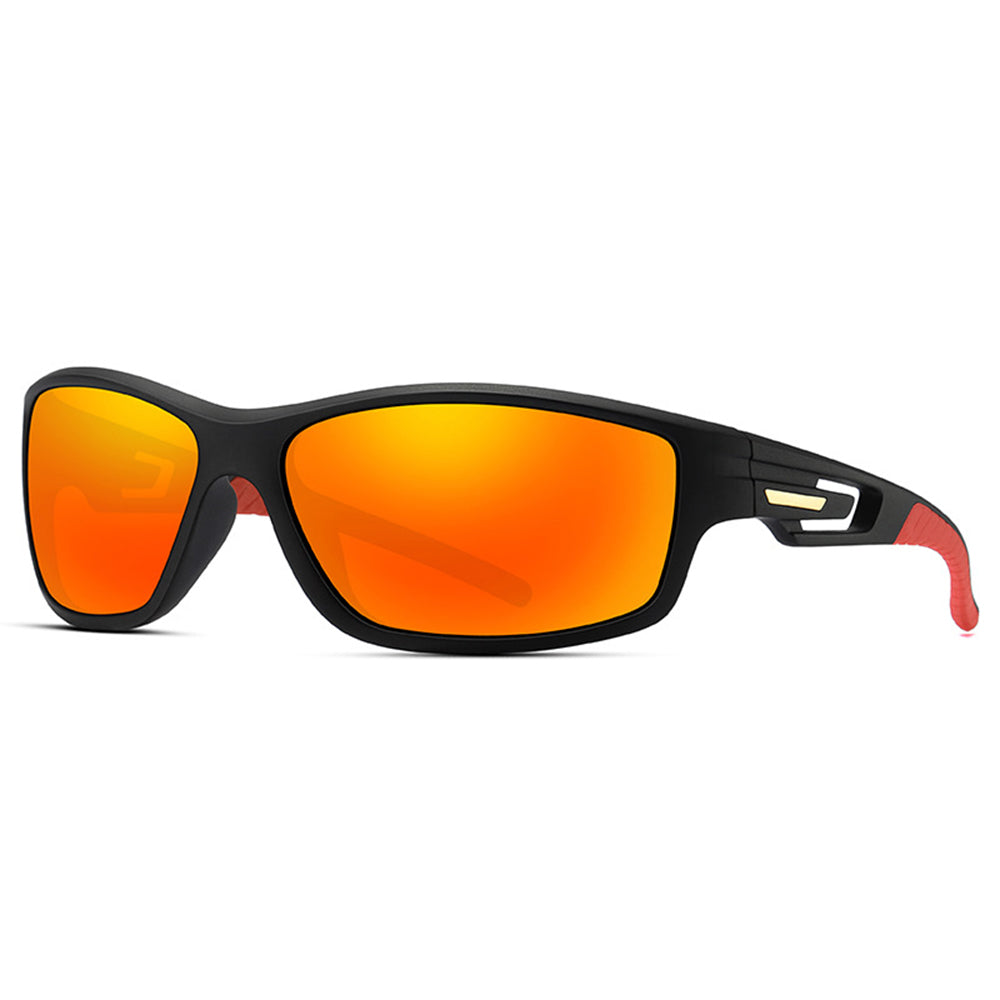 Techsuit - Bike Glasses (201910) - for Cycling and Sport Outdoor Activities, Polarized, Rectangular, Unisex - Black / Red