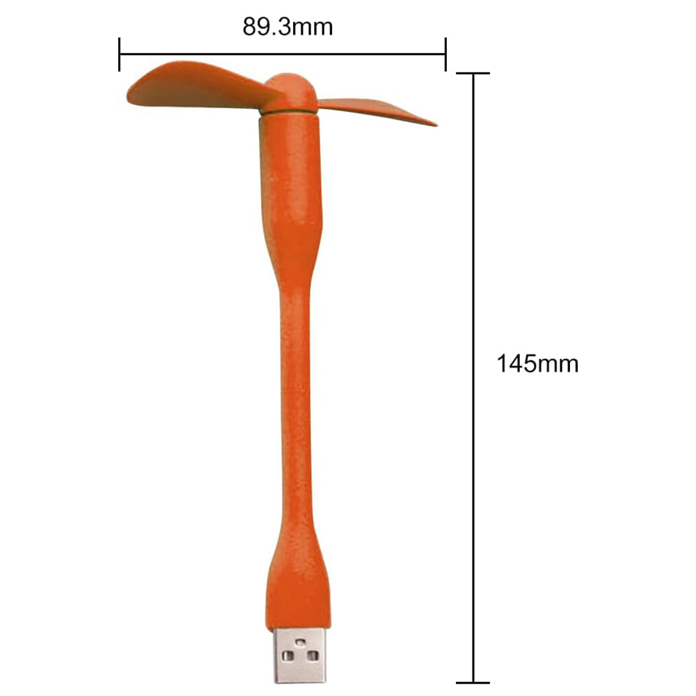 Techsuit - Mini USB Fan (TUF1) - Portable, Flexible, Bendable, 5V - Orange