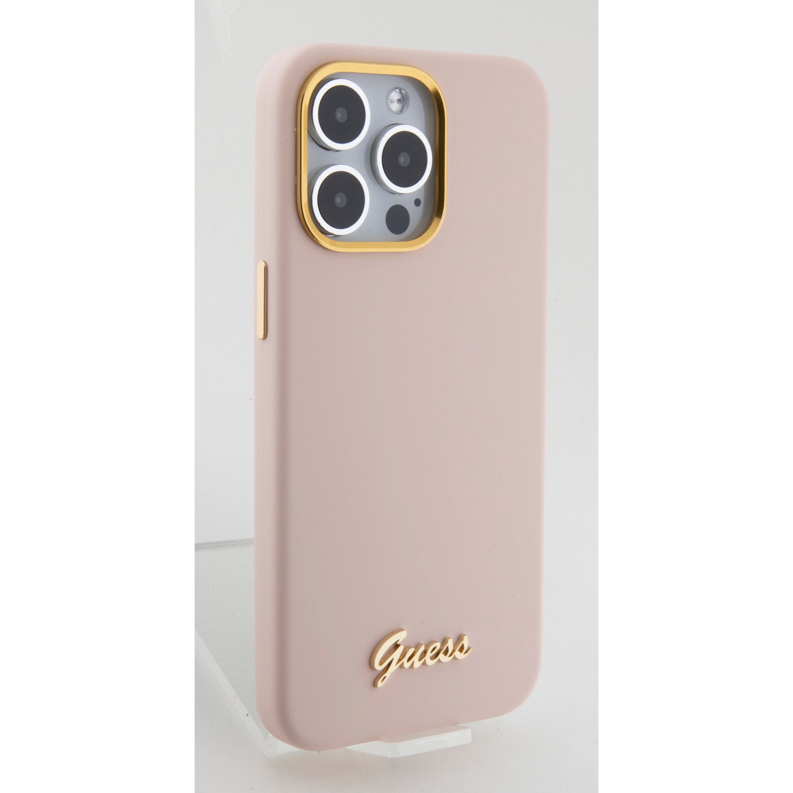 Guess “Vintage Script Gold Logo Collection” Σκληρή Θήκη προστασίας από σιλικόνη – Apple iPhone 15 Pro Max (Ροζ  – GUHCP15XSMBSLP)