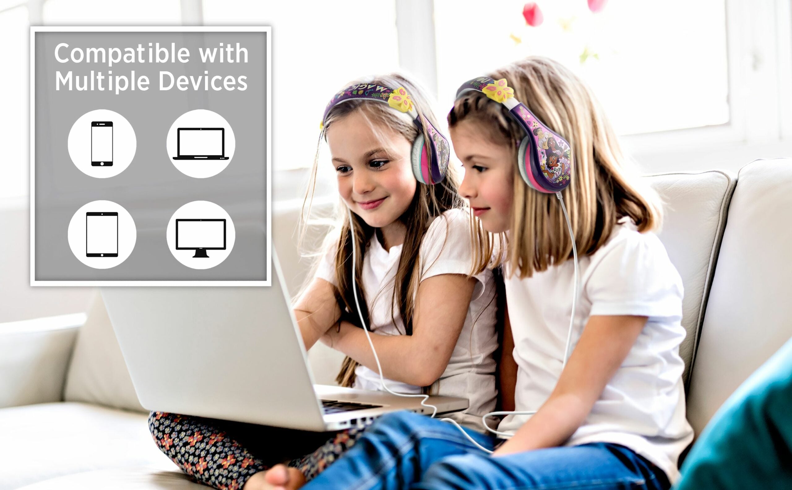 eKids Encanto Ενσύρματα Ακουστικά με ασφαλή μέγιστη ένταση ήχου για παιδιά και εφήβους (EN-140) (Μωβ/Λευκό/Ροζ)