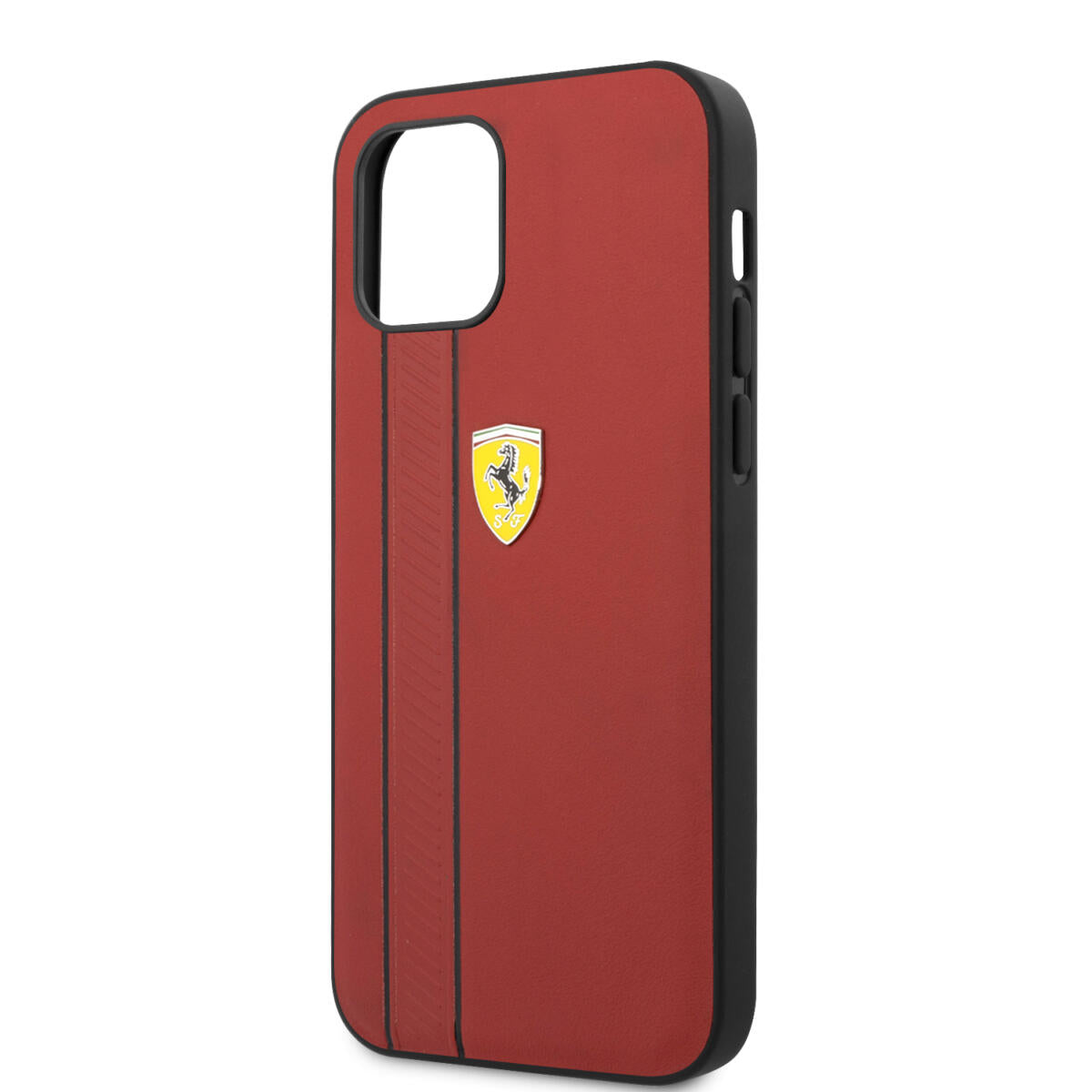 Ferrari "Debossed Stripes & Black Lines" Leather Case Θήκη προστασίας από γνήσιο καπιτονέ δέρμα – iPhone 12 Pro Max (Κόκκινη/Quilted Leather)