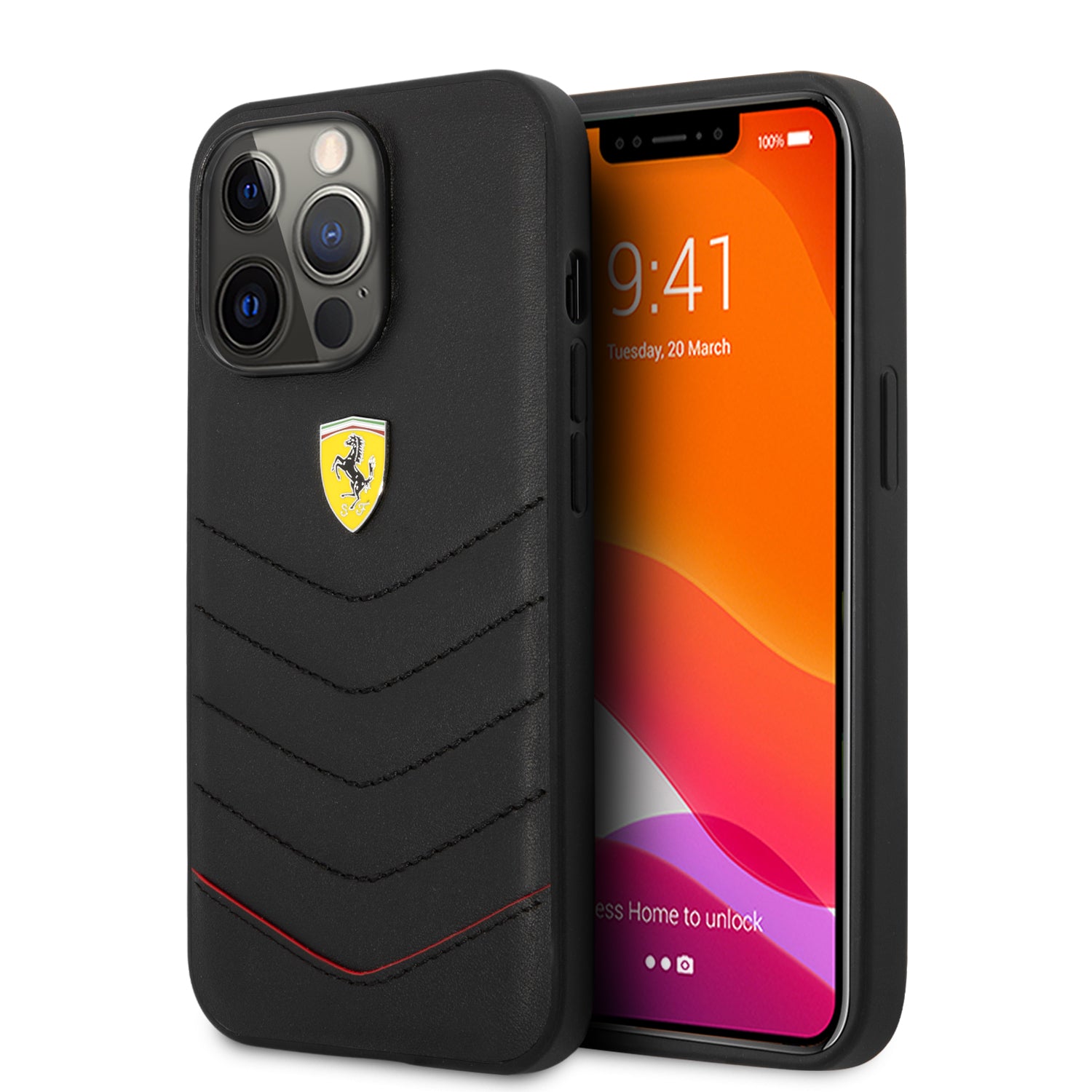 Ferrari "Off Track" Quilted Leather Case Θήκη Προστασίας Από Γνήσιο Καπιτονέ Δέρμα – Iphone 13 Pro Max (Μαύρη/Quilted Leather/3D Logo) – Θήκη για κινητό από το PhoneBazaar.gr