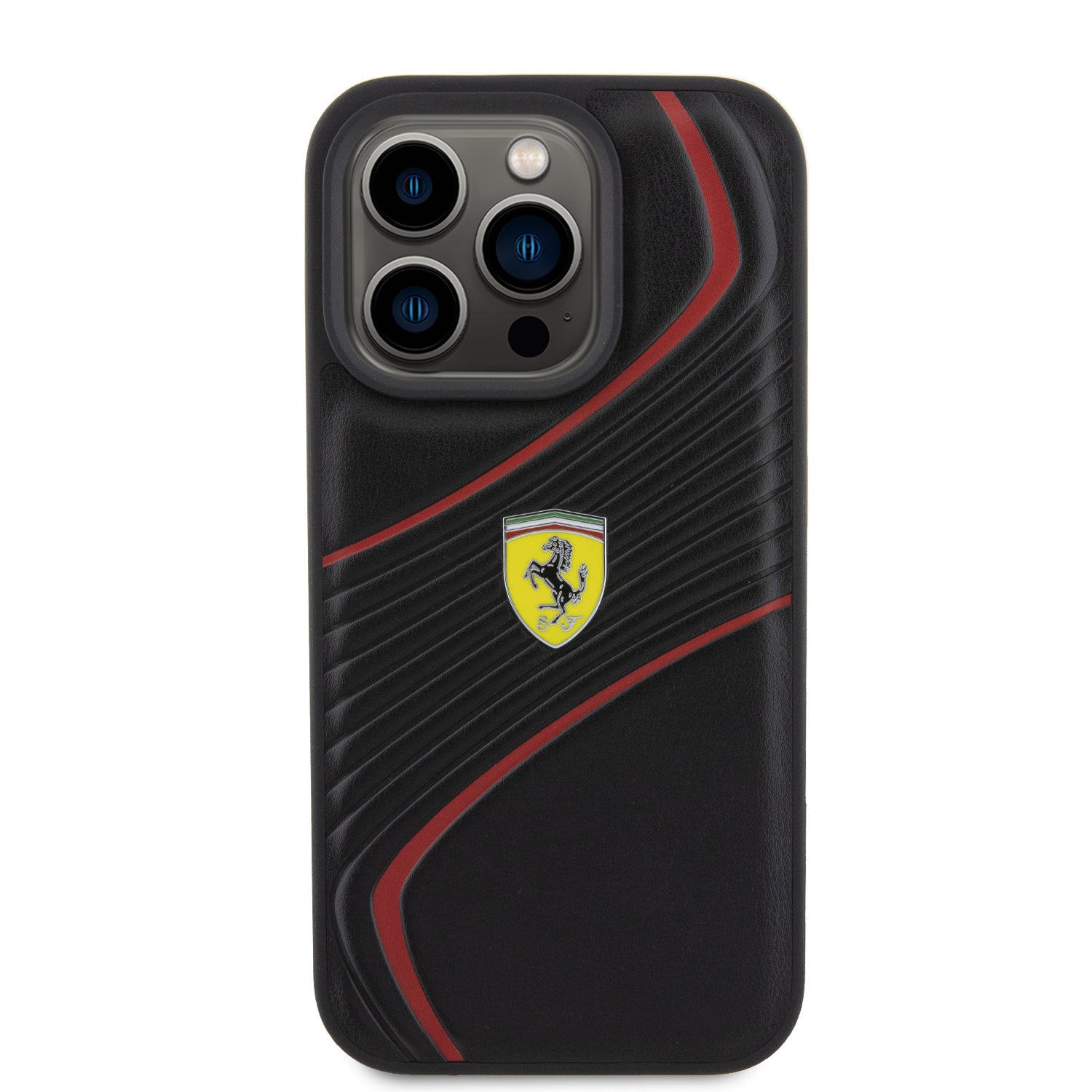 Ferrari Twist Metal Logo Hard Case Θήκη προστασίας από δερματίνη – iPhone 15 Pro (Black – FEHCP15LPTWK)